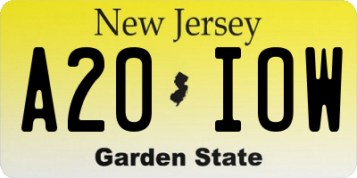 NJ license plate A20IOW