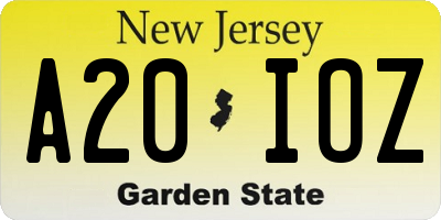 NJ license plate A20IOZ