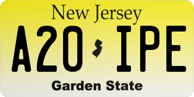 NJ license plate A20IPE