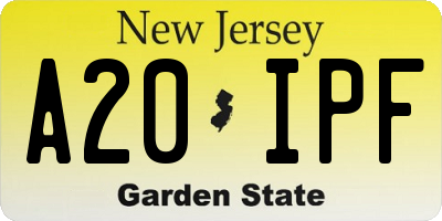 NJ license plate A20IPF