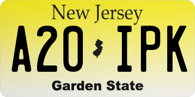 NJ license plate A20IPK