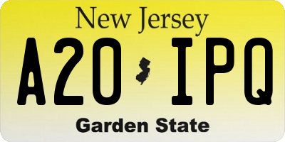 NJ license plate A20IPQ