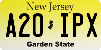 NJ license plate A20IPX