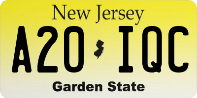 NJ license plate A20IQC