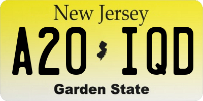 NJ license plate A20IQD