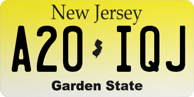 NJ license plate A20IQJ