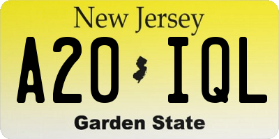 NJ license plate A20IQL