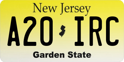 NJ license plate A20IRC