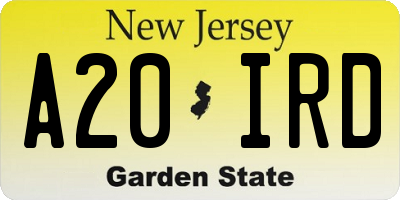 NJ license plate A20IRD