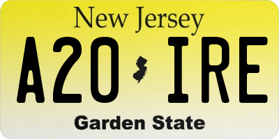 NJ license plate A20IRE