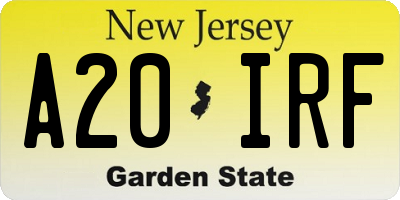 NJ license plate A20IRF