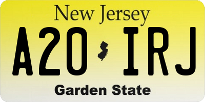 NJ license plate A20IRJ