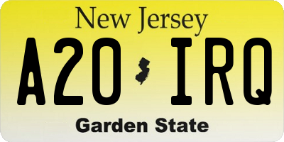 NJ license plate A20IRQ