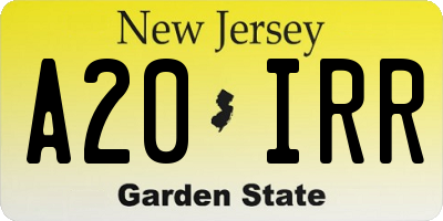 NJ license plate A20IRR