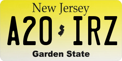 NJ license plate A20IRZ