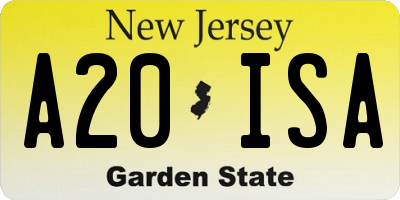 NJ license plate A20ISA