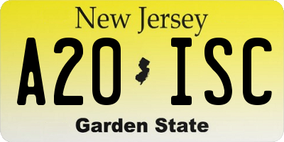 NJ license plate A20ISC