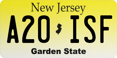 NJ license plate A20ISF