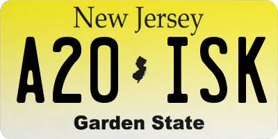 NJ license plate A20ISK