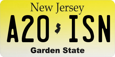 NJ license plate A20ISN