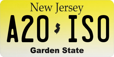 NJ license plate A20ISO