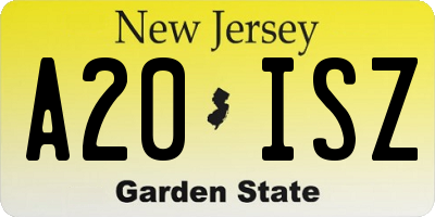 NJ license plate A20ISZ