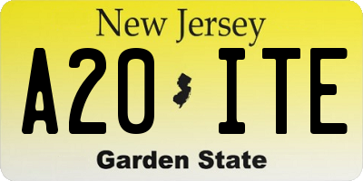 NJ license plate A20ITE
