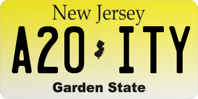 NJ license plate A20ITY