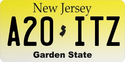 NJ license plate A20ITZ