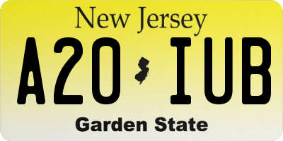 NJ license plate A20IUB