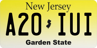 NJ license plate A20IUI