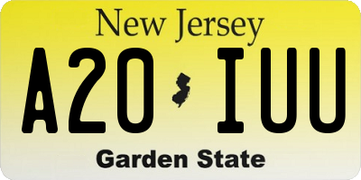 NJ license plate A20IUU