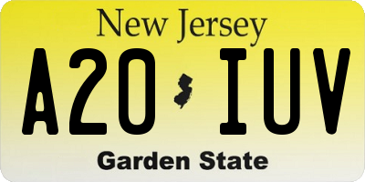 NJ license plate A20IUV