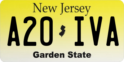 NJ license plate A20IVA