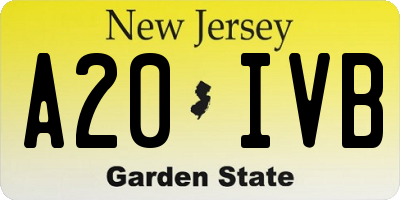 NJ license plate A20IVB