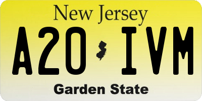 NJ license plate A20IVM