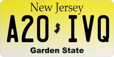 NJ license plate A20IVQ