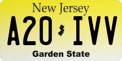NJ license plate A20IVV