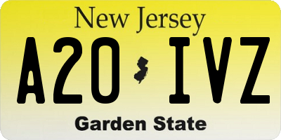 NJ license plate A20IVZ