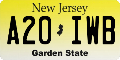 NJ license plate A20IWB