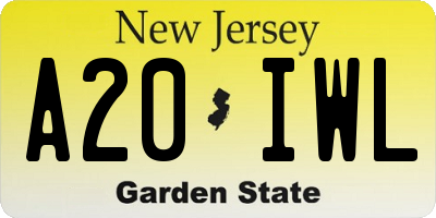 NJ license plate A20IWL
