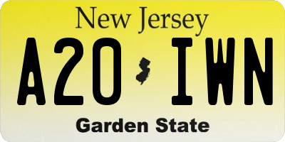 NJ license plate A20IWN