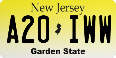 NJ license plate A20IWW