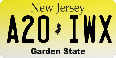 NJ license plate A20IWX