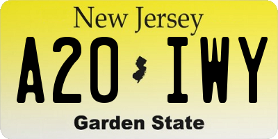 NJ license plate A20IWY