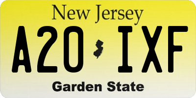 NJ license plate A20IXF