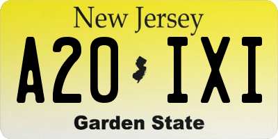 NJ license plate A20IXI