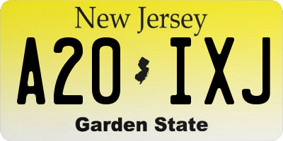 NJ license plate A20IXJ