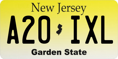 NJ license plate A20IXL