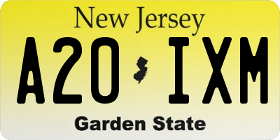 NJ license plate A20IXM